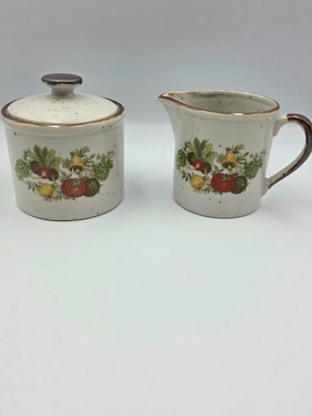 Vintage Inarco Sugar Bowl & Creamer Set Vegetable Pattern Cottage Core